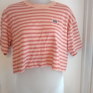 Pink striped cropped Obey tee